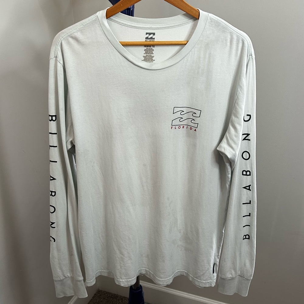 Billabong Long Sleeve Graphic Tee Florida Flag Surf Shirt Size L